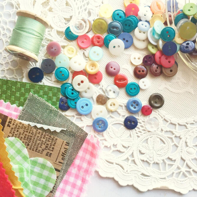 vintage fabric thread and buttons